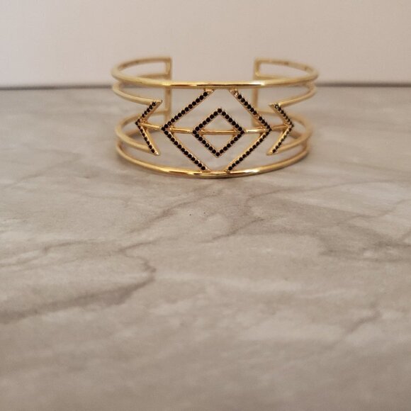 Stella & Dot Jewelry - ✨ Stella and Dot Gold Black Rhinestones Crystal Pave Sphinx Cuff Bangle ✨